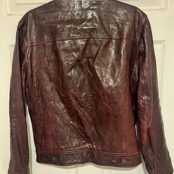 John Varvatos Deep Red Leather Jacket - Picture 3 of 5